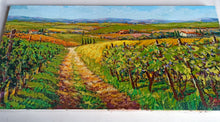 Load image into Gallery viewer, Tuscany painting by Gino Masini &quot;Road between the vineyard&quot; landscape original artwork Italy Toscana
