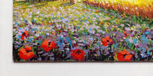 Load image into Gallery viewer, Tuscany painting by Gino Masini &quot;Wheat field &amp; flowers&quot; original artwork Italy Toscana
