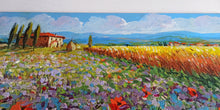 Load image into Gallery viewer, Tuscany painting by Gino Masini &quot;Wheat field &amp; flowers&quot; original artwork Italy Toscana
