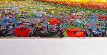 Load image into Gallery viewer, Tuscany painting by Gino Masini &quot;Wheat field &amp; flowers&quot; original artwork Italy Toscana
