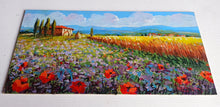 Load image into Gallery viewer, Tuscany painting by Gino Masini &quot;Wheat field &amp; flowers&quot; original artwork Italy Toscana
