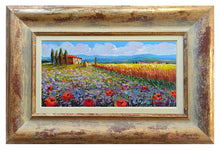 Load image into Gallery viewer, Tuscany painting by Gino Masini &quot;Wheat field &amp; flowers&quot; original artwork Italy Toscana
