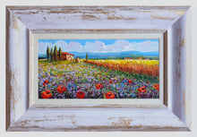 Load image into Gallery viewer, Tuscany painting by Gino Masini &quot;Wheat field &amp; flowers&quot; original artwork Italy Toscana
