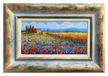 Load image into Gallery viewer, Tuscany painting by Gino Masini &quot;Wheat field &amp; flowers&quot; original artwork Italy Toscana
