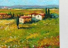 Load image into Gallery viewer, Tuscany painting by Gino Masini &quot;Spring countryside&quot; original artwork Italy Toscana landscape
