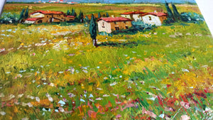 Tuscany painting by Gino Masini "Spring countryside" original artwork Italy Toscana landscape