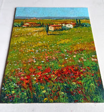 Load image into Gallery viewer, Tuscany painting by Gino Masini &quot;Spring countryside&quot; original artwork Italy Toscana landscape
