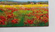 Load image into Gallery viewer, Tuscany painting by Gino Masini &quot;Field of poppies&quot; landscape original Italian painter Toscana
