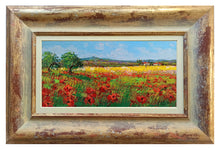 Load image into Gallery viewer, Tuscany painting by Gino Masini &quot;Field of poppies&quot; landscape original Italian painter Toscana
