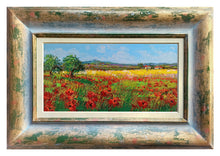 Load image into Gallery viewer, Tuscany painting by Gino Masini &quot;Field of poppies&quot; landscape original Italian painter Toscana
