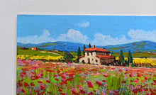 Load image into Gallery viewer, Tuscany painting by Gino Masini &quot;Flowery landscape&quot; original artwork Italy Toscana
