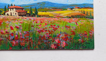 Load image into Gallery viewer, Tuscany painting by Gino Masini &quot;Flowery landscape&quot; original artwork Italy Toscana
