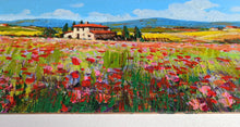 Load image into Gallery viewer, Tuscany painting by Gino Masini &quot;Flowery landscape&quot; original artwork Italy Toscana
