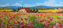 Load image into Gallery viewer, Tuscany painting by Gino Masini &quot;Flowery landscape&quot; original artwork Italy Toscana
