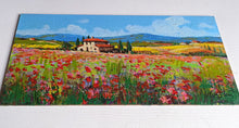 Load image into Gallery viewer, Tuscany painting by Gino Masini &quot;Flowery landscape&quot; original artwork Italy Toscana
