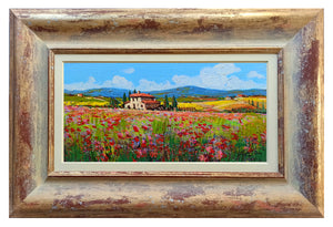 Tuscany painting by Gino Masini "Flowery landscape" original artwork Italy Toscana