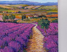 Load image into Gallery viewer, Tuscany painting by Gino Masini &quot;The lavender road&quot; original artwork Italy Toscana landscape
