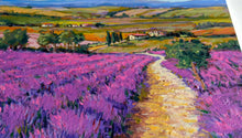 Load image into Gallery viewer, Tuscany painting by Gino Masini &quot;The lavender road&quot; original artwork Italy Toscana landscape
