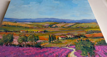 Load image into Gallery viewer, Tuscany painting by Gino Masini &quot;The lavender road&quot; original artwork Italy Toscana landscape
