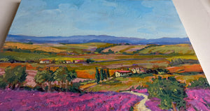 Tuscany painting by Gino Masini "The lavender road" original artwork Italy Toscana landscape