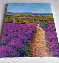 Load image into Gallery viewer, Tuscany painting by Gino Masini &quot;The lavender road&quot; original artwork Italy Toscana landscape
