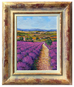 Tuscany painting by Gino Masini "The lavender road" original artwork Italy Toscana landscape