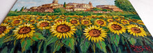 Load image into Gallery viewer, Tuscany painting by Gino Masini &quot;Village with sunflowers&quot; original artwork Italy Toscana landscape
