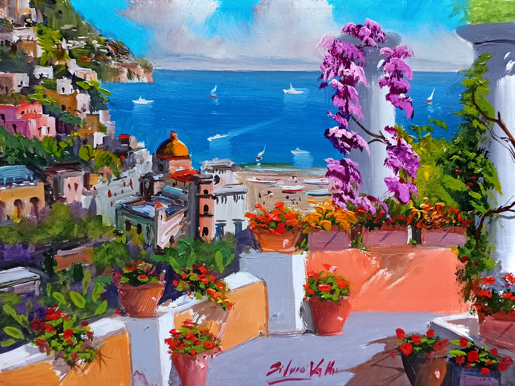 Positano painting, by Silvio Valli painter 