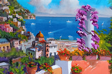 Load image into Gallery viewer, Positano painting, by Silvio Valli painter &quot;Flowering on the coast&quot;,Italian painting,Amalfitan Coast
