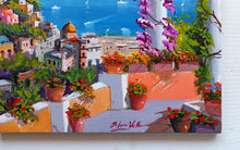 Load image into Gallery viewer, Positano painting, by Silvio Valli painter &quot;Flowering on the coast&quot;,Italian painting,Amalfitan Coast
