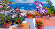 Load image into Gallery viewer, Positano painting, by Silvio Valli painter &quot;Flowering on the coast&quot;,Italian painting,Amalfitan Coast
