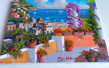 Load image into Gallery viewer, Positano painting, by Silvio Valli painter &quot;Flowering on the coast&quot;,Italian painting,Amalfitan Coast
