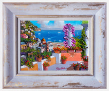 Load image into Gallery viewer, Positano painting, by Silvio Valli painter &quot;Flowering on the coast&quot;,Italian painting,Amalfitan Coast
