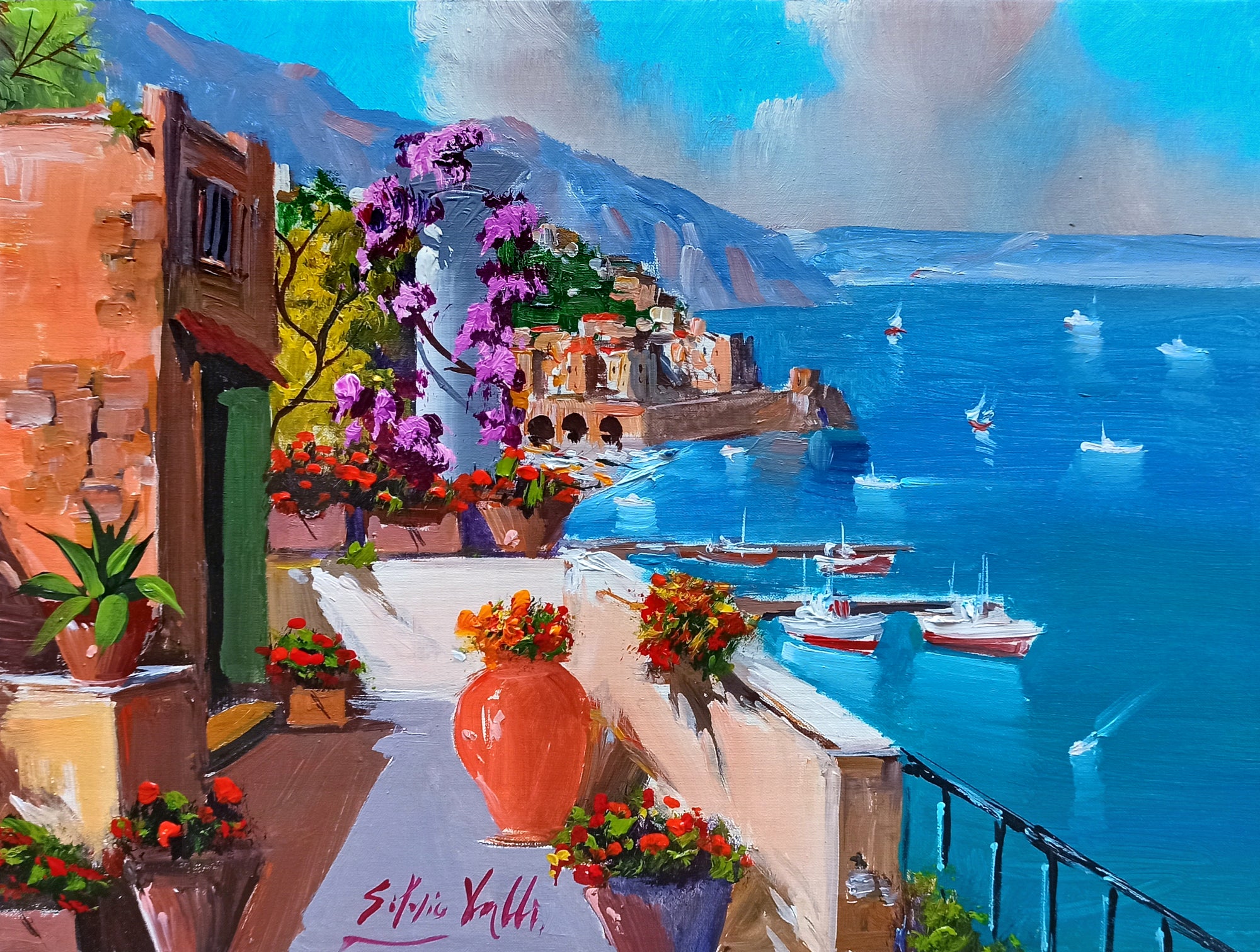 Amalfi painting, by Italian painter Silvio Valli 