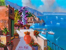 Load image into Gallery viewer, Amalfi painting, by Italian painter Silvio Valli &quot;Flowered house on the sea&quot; ,Italian painting,Amalfitan Coast
