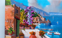 Load image into Gallery viewer, Amalfi painting, by Italian painter Silvio Valli &quot;Flowered house on the sea&quot; ,Italian painting,Amalfitan Coast
