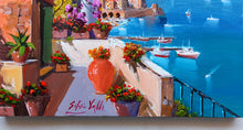 Load image into Gallery viewer, Amalfi painting, by Italian painter Silvio Valli &quot;Flowered house on the sea&quot; ,Italian painting,Amalfitan Coast
