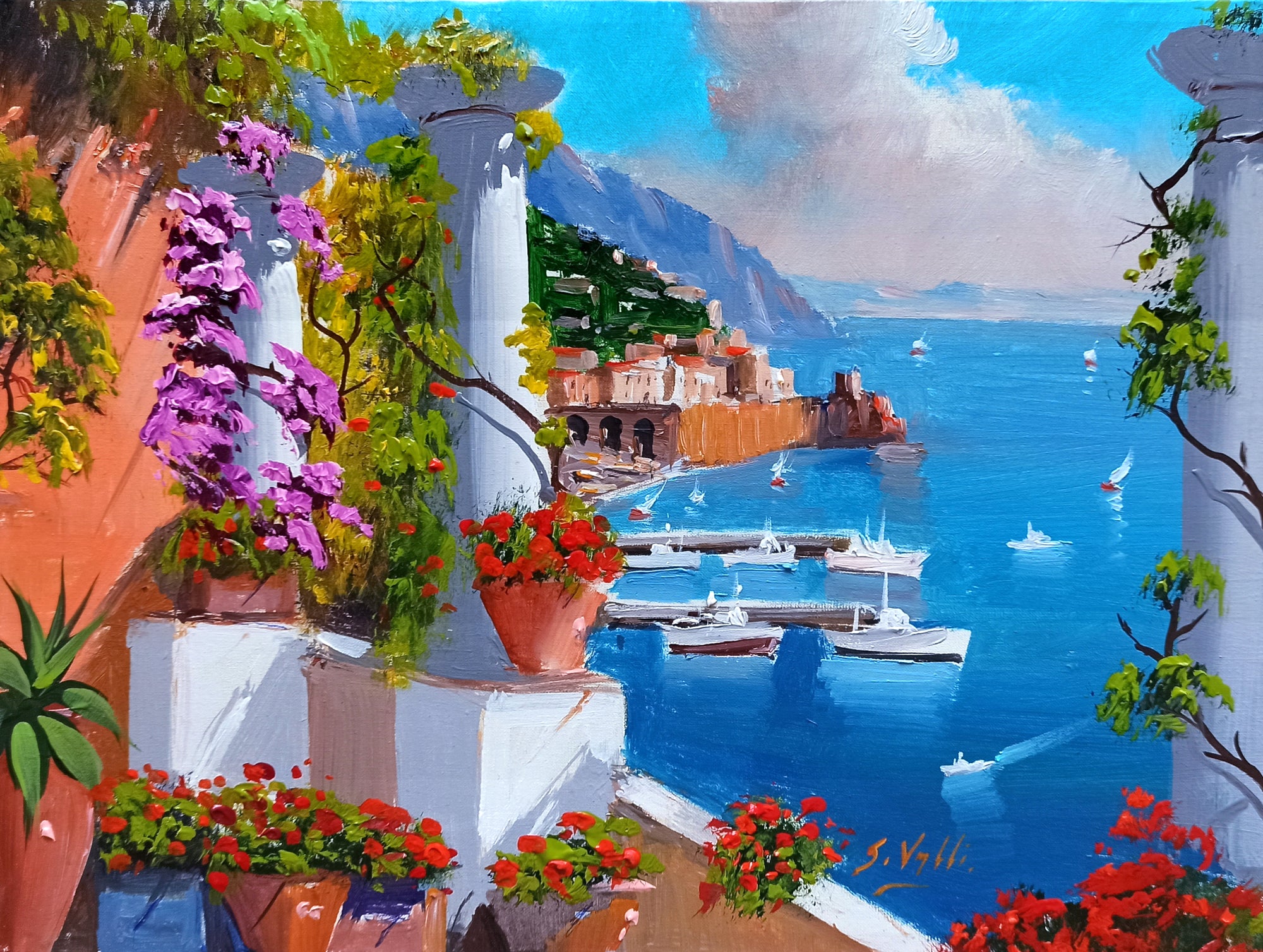 Amalfi painting, by Silvio Valli painter 