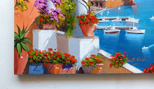 Load image into Gallery viewer, Amalfi painting, by Silvio Valli painter &quot;Seaside with flowers&quot;,Italian painting,Amalfitan Coast
