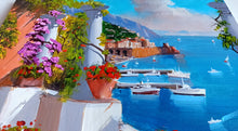 Load image into Gallery viewer, Amalfi painting, by Silvio Valli painter &quot;Seaside with flowers&quot;,Italian painting,Amalfitan Coast
