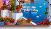 Load image into Gallery viewer, Amalfi painting, by Silvio Valli painter &quot;Seaside with flowers&quot;,Italian painting,Amalfitan Coast
