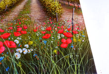 Load image into Gallery viewer, Tuscany painting, landscape by Raimondo Pacini, &quot;Field of flowers under vineyard&quot; Toscana painting,countryside
