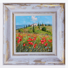 Load image into Gallery viewer, Tuscany painting landscape by Raimondo Pacini &quot;Hill with flowers field&quot; Toscana artwork impressionist oil canvas
