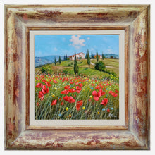 Load image into Gallery viewer, Tuscany painting landscape by Raimondo Pacini &quot;Hill with flowers field&quot; Toscana artwork impressionist oil canvas
