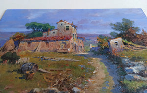 Tuscany painting Claudio Pallini painter "Towards the country house" artwork oil landscape Italy Toscana