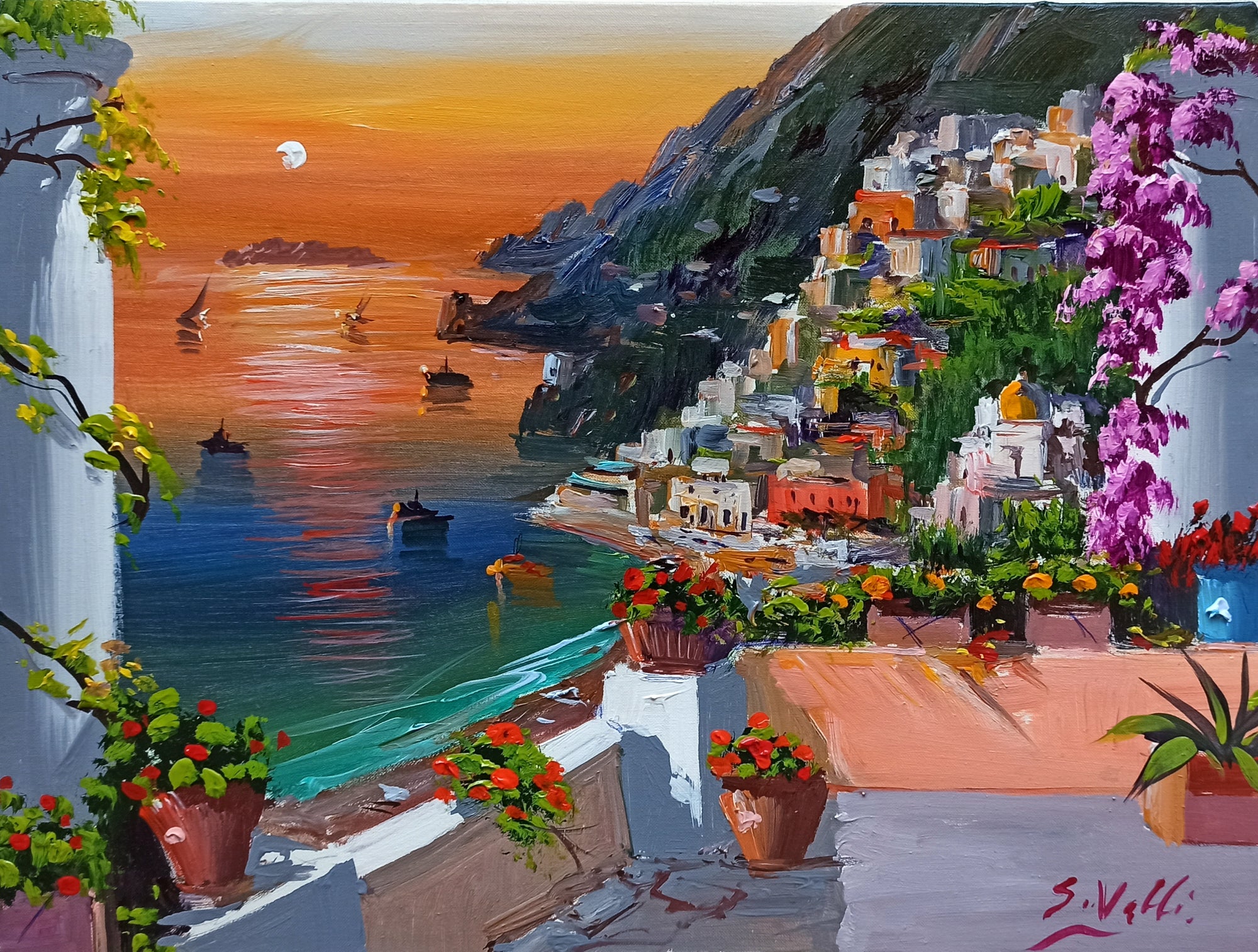 Positano painting, by Silvio Valli painter 