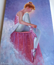 Load image into Gallery viewer, Ballet dancer painting by Eva Romano painter &quot;Ballerina&quot; oil original Italian artwork
