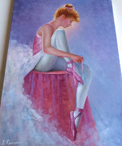 Ballet dancer painting by Eva Romano painter "Ballerina" oil original Italian artwork