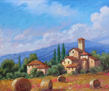 Load image into Gallery viewer, Tuscany painting by Domenico Ronca painter &quot;A summer day&quot;,Italian painter,Toscana landscape
