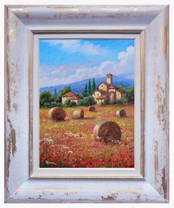 Tuscany painting by Domenico Ronca painter "A summer day",Italian painter,Toscana landscape